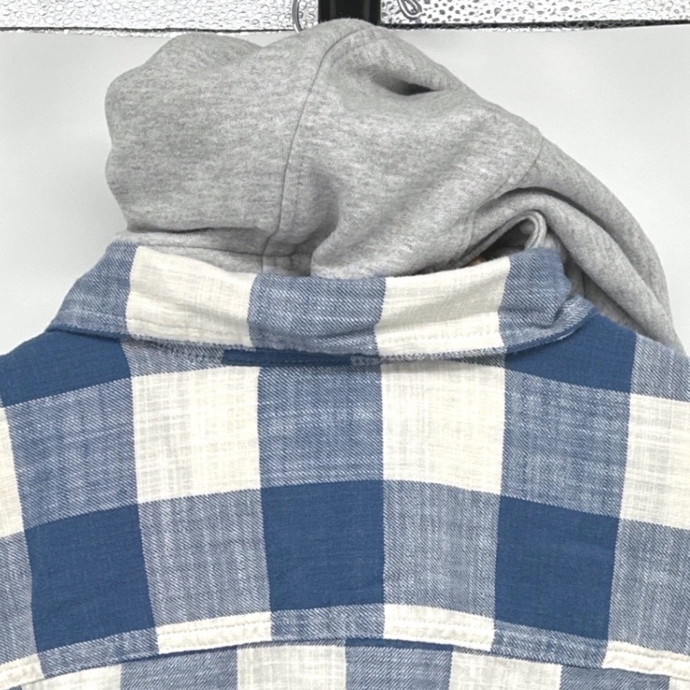 American Eagle Mens Hoodie Shirt Large Blue Plaid Super Soft Flannel Hooded - Picture 5 of 13